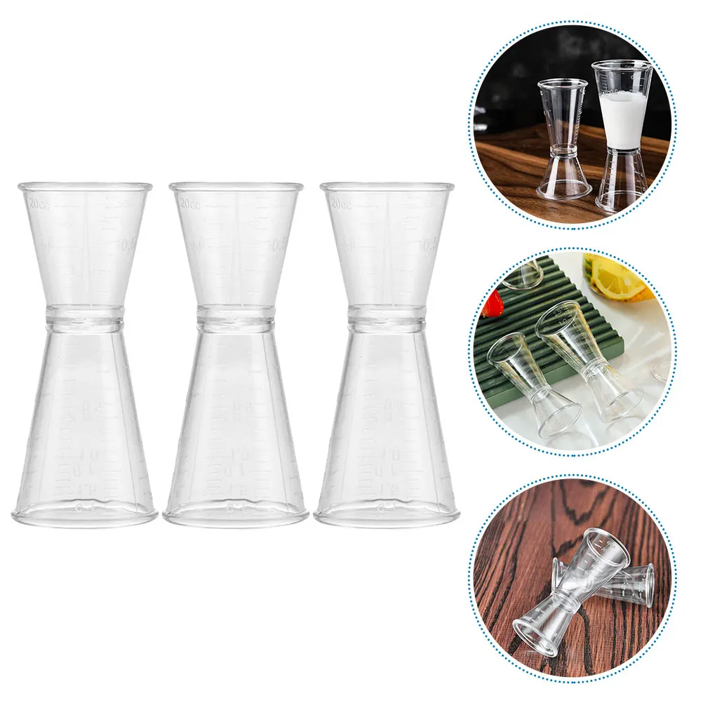 

3pcs Plastic Double-Sided Cocktail Jigger Measuring Cup Bartender Ounce Jigger Reusable Bar Accessories Lightweight Dispenser