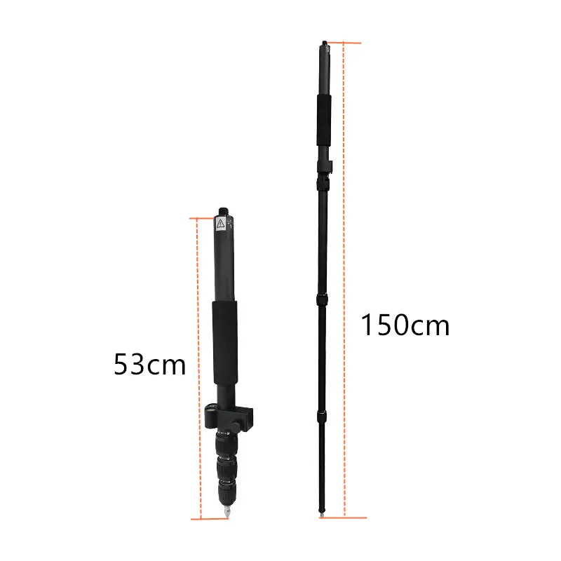 New MODEL 53cm to 150CM TELESCOPIC PORTABLE GNSS GPS SURVEYING CENTERING POLE WITH CLAMP WITH COMPASS LEVEL BUBBLE