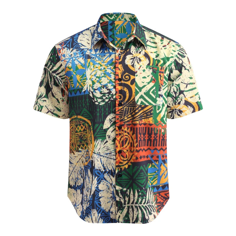 Men\'s shirt lapel summer short-sleeved Hawaiian personalized pattern 3D printing daily casual work vacation comfortable design