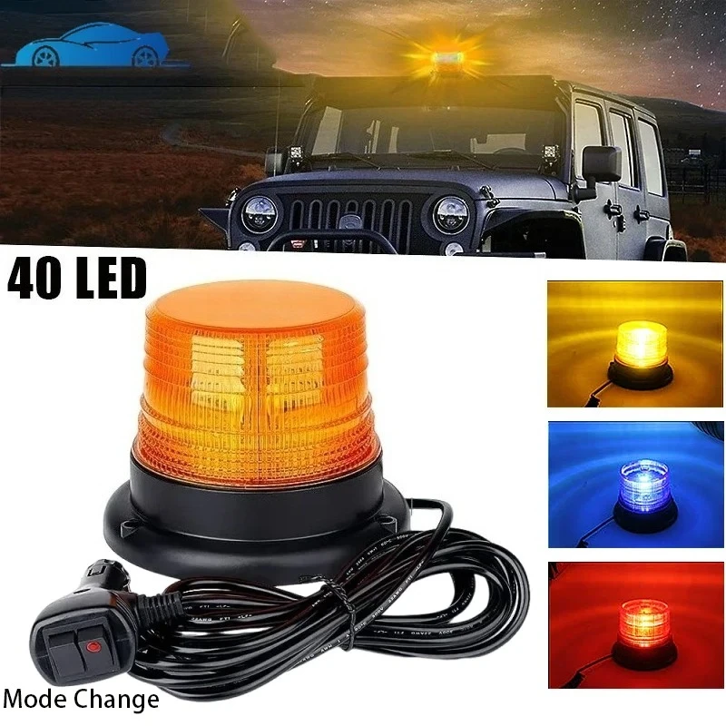 Auto Avvertimento Luce Di Emergenza 40LED Singal Strobe Sicurezza Lampeggiante Faro Lampada Stroboscopica Base Magnetica per Camion Rimorchio 12V-24V