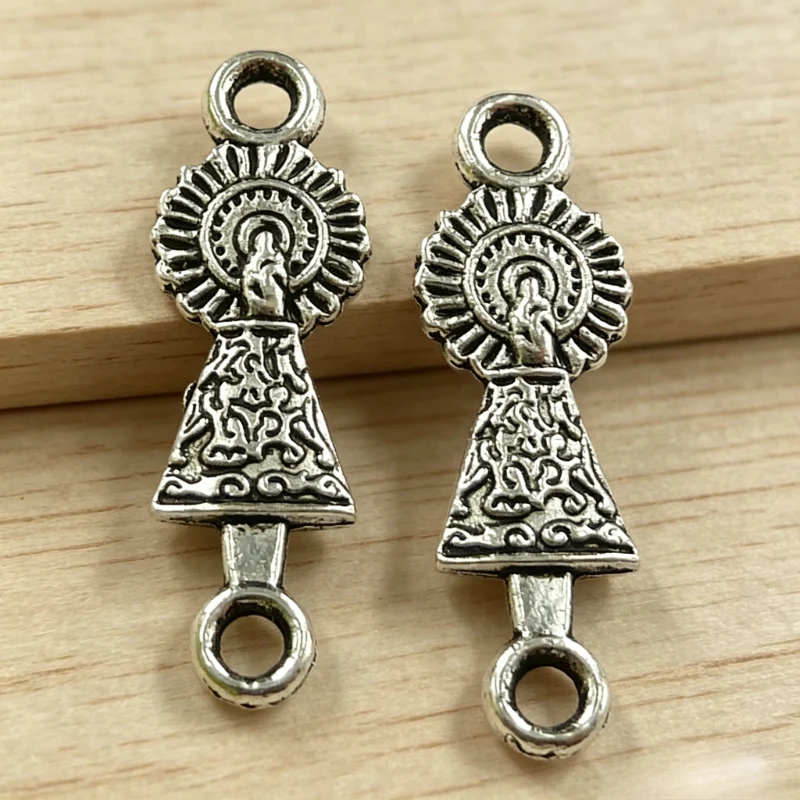 280 Stück antiksilberfarbene Jesus-Verbinder 28 x 9 mm für die Herstellung von DIY-Schmuck A2800 – Detail 1