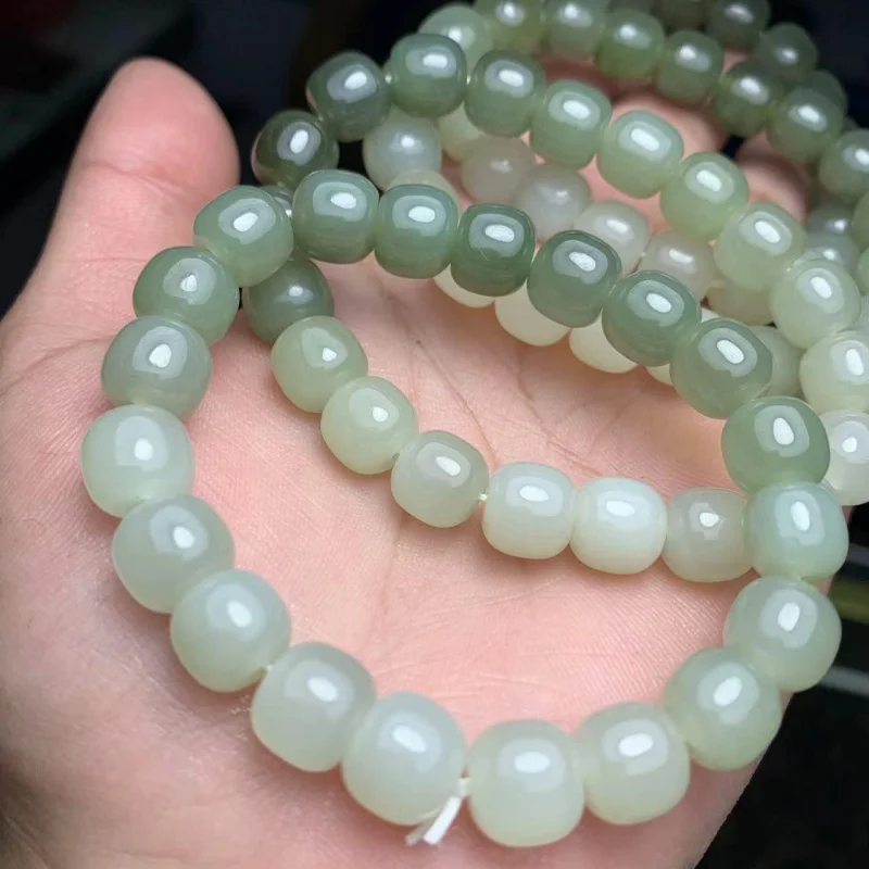 Hetian Jade Qinghai Material 9 * 10mm Clear Water Gradient Bracelet