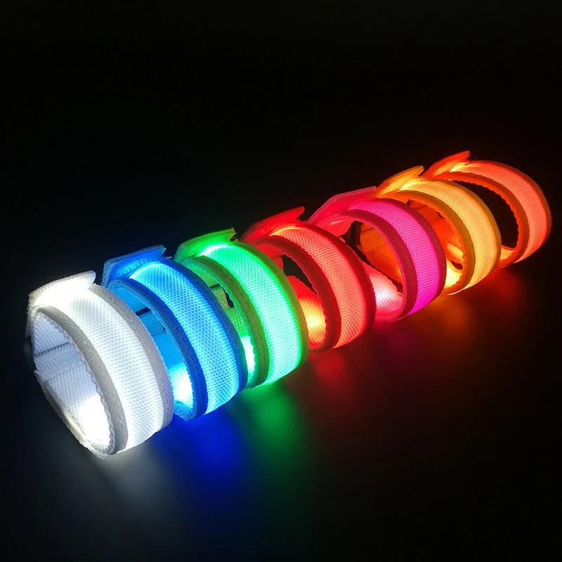 Led Light-Up Wristbands Glow-In-The-Dark Bracelets Nylon Flash Light-Up Arm Band Day Concerts