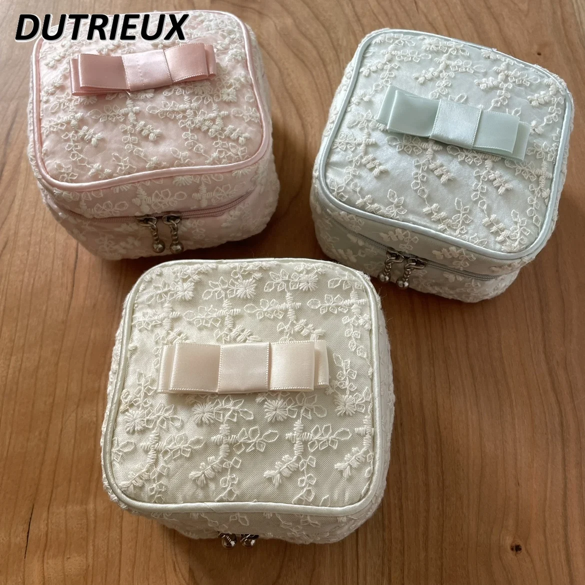 Cute Japanese Style Sweet Girl Lace Women\'s Jewelry Bag Portable Ring Necklace Box Travel Mini Ornaments Storage Cosmetic Bags