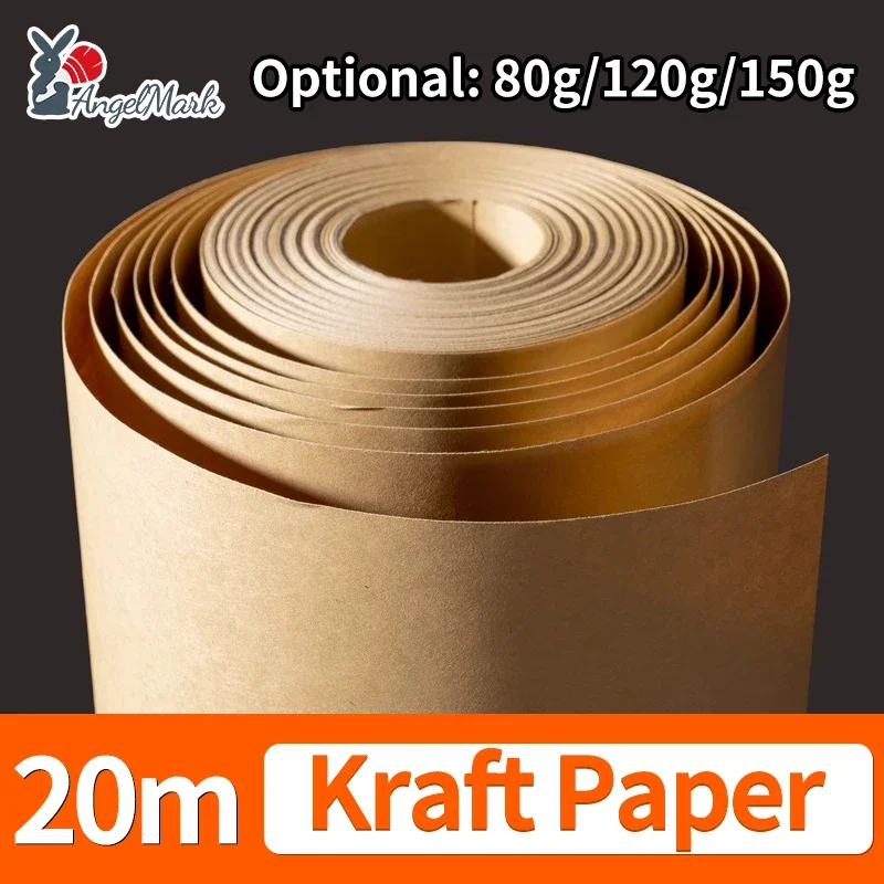 

20 м светло-желтый рулон крафт-бумаги для рисования, упаковка для рукоделия, свадебные букеты, подарочные коробки для офиса, 80 г/120 г/150 г 0,39 x 20 м, искусство DIY