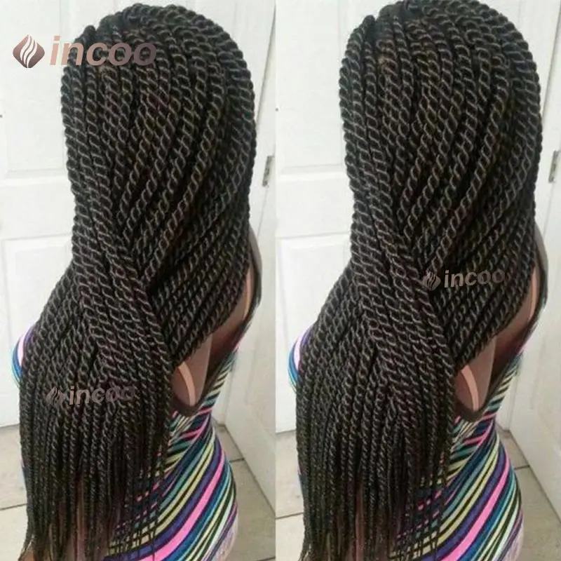 Synthetic Senegalese Twist Full Lace Frontal Braided Wigs For Black Women Knotless Box Braids Wig Goddess Braids Faux Locs Wig