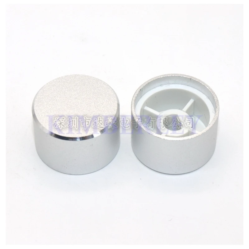 2PCS 24×15MM Silver Sandblasted Bright Edge semi-shaft Knob Aluminum Alloy Knob D Handle Potentiometer Knob Switch Cap