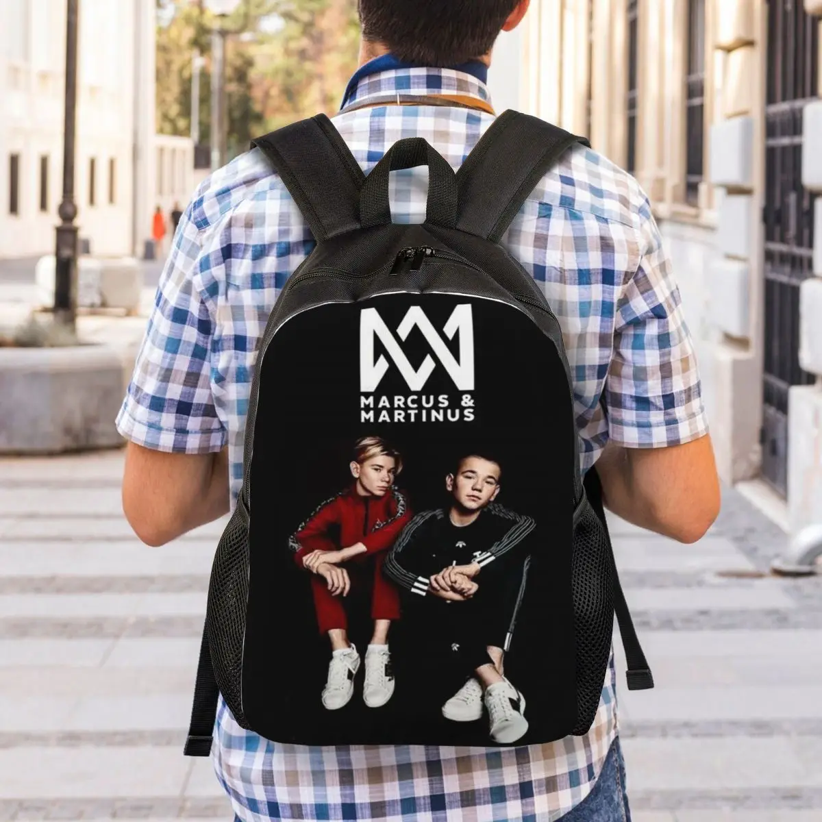 Ransel M-Marcus dan M-Martinus Kustom Tas Buku Fashion Pria Wanita untuk Tas Pop Kembar Sekolah Perguruan Tinggi
