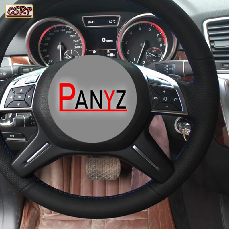 Protector para volante de coche para Mercedes Benz Clase C W204 Clase G W463 Clase M X166 2011-2015 cosido a mano cuero de microfibra PU negro