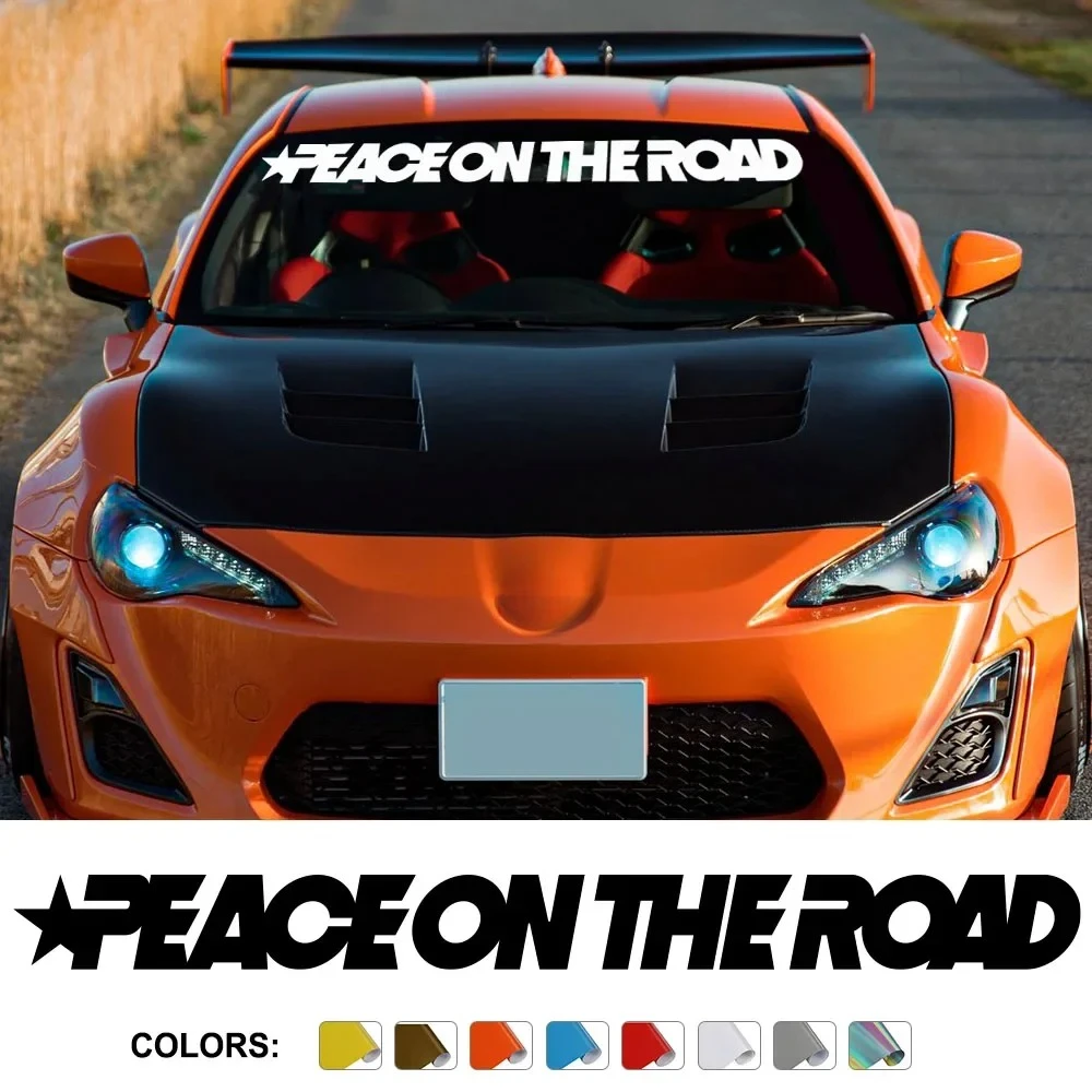 Adesivi in Vinile per Auto PEACE ON ROAD, Decorazione per Parabrezza Anteriore e Posteriore, Accessori Impermeabili per Tuning