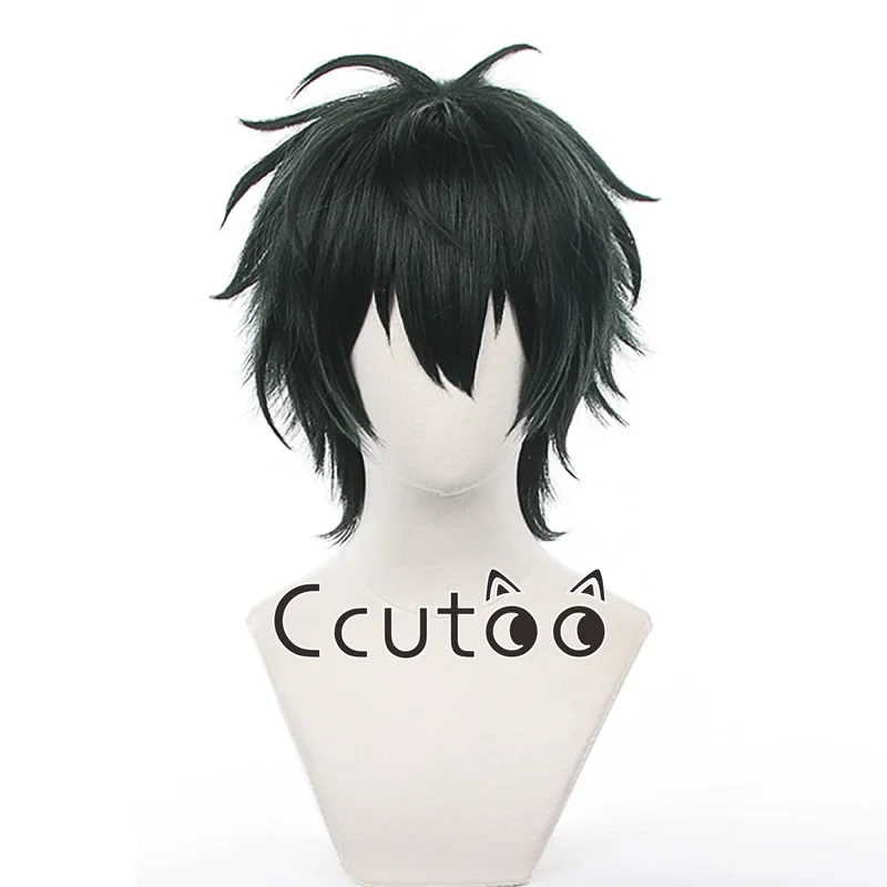 

Anime ES Mika Kagehira Cosplay Wig 30cm Dark Green Hair Kagehira Mika Wigs Heat Resistant Synthetic Hair + Wig Cap