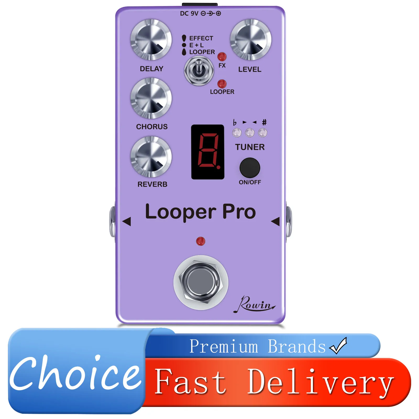 

Rowin RE-05 Looper Pro, педаль эффектов для гитары, тюнер, реверберация, эффекты задержки хора, многофункциональная педаль записи, детали гитары