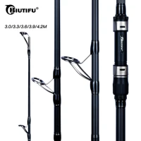 BIUTIFU BIGFISH carpa Surfcasting caña de pescar en roca 3,0/3,6/3,9/4,2/4,5 m T800Carbon 3,5 lb Shore Casting 40-200g caña dura giratoria