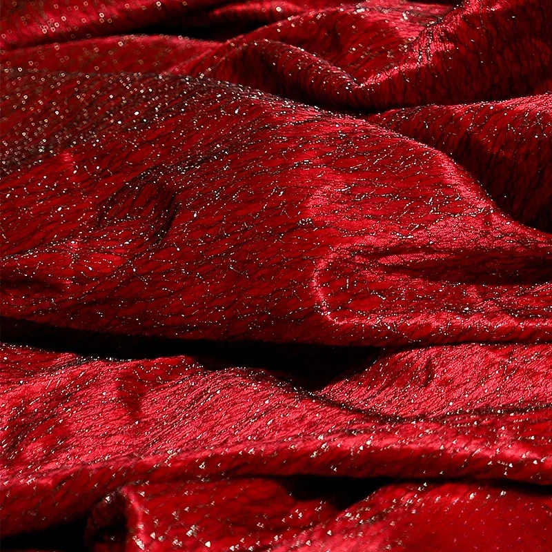 Elastic Candy Red Diamond Light Sensitive Sparkling Dress Stage Fashion Background Designer Graduation Creative Fabric