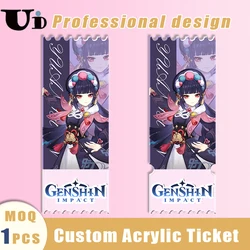 Custom Acrylic Quicksand aiTickets Anime Card Anime Comic Con Accessory Double Side Painting Pendant Holographic Keychain Ring