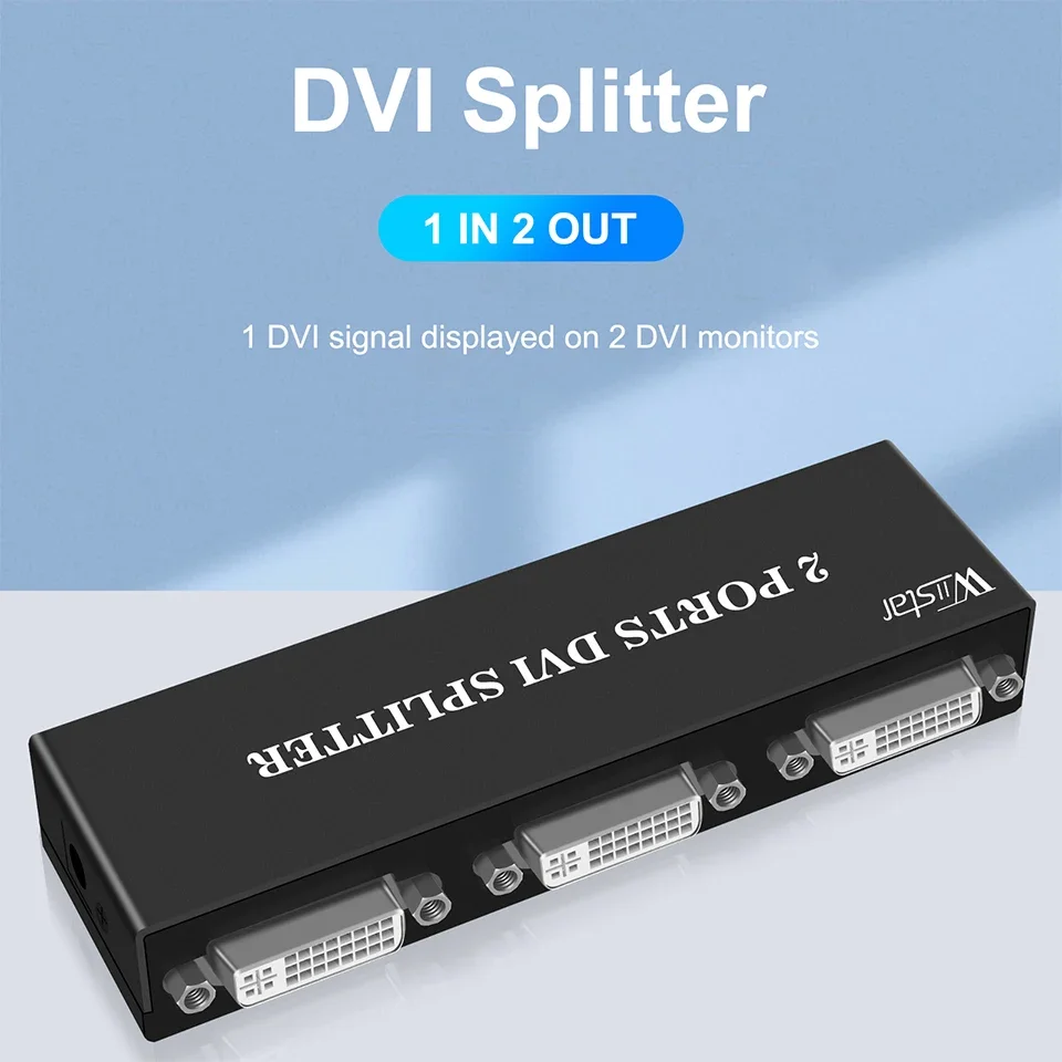 DVI Splitter 1X2 DVI-D Distributor 1 in 2 Out for Engineering Projector Monitor Computer Graphic Card