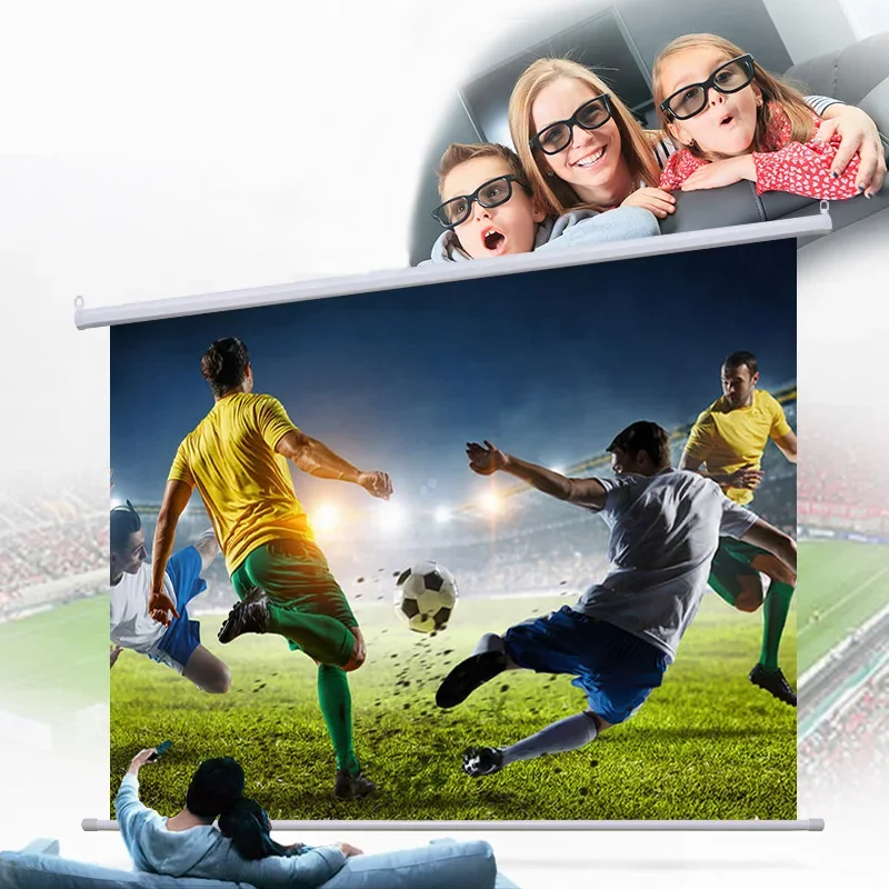 모터 구동 전동 후면 투사 스크린 60-100인치, 리모컨 포함, LED LCD HD 프로젝터 3D 4K 지원 후면 투사