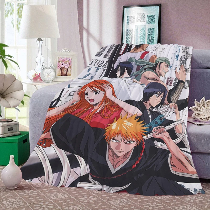 

Anime Flannel Blanket Sofa B-Bleachs Warm Bed Fleece Camping Fluffy Soft Blankets for Winter Microfiber Bedding King Size Throws