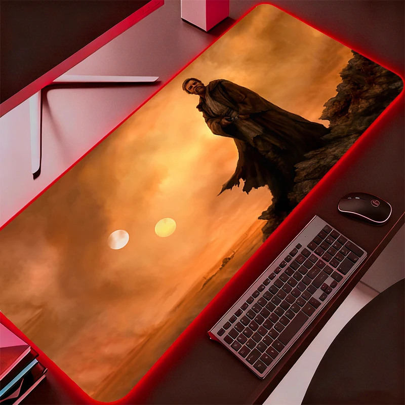 

LED Star Wars Mouse Pad Backlight Gamer Gaming Accessories Speed Keyboard Rubber Lock Edge RGB Desk Mat Laptop Durable