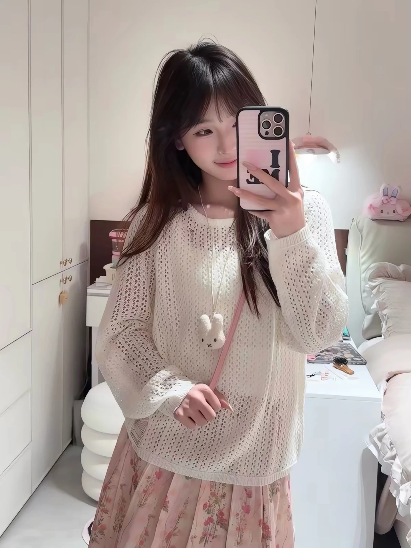 

Women's Loose Fit Long Sleeve Knitted Sun Protection Hollow out Lightweight Top Breathable Comfortable Polyester Fiber