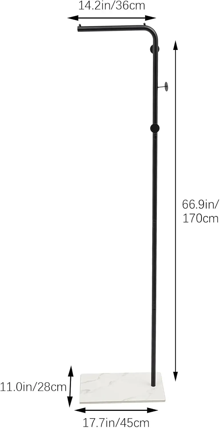 L-Shape Clothes Rack, Metal Clothes Rail with 3 Round Head Hooks, Slate Base, Height 170 cm, for Hallways, Load Capacity 35 kg