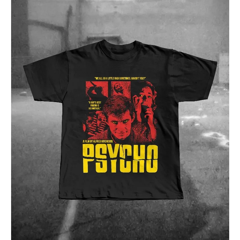Psycho Movie T-Shirt, Alfred Hitchcock Classic Film Graphic Tee Summer unisex Loose and Breathable cotton T-shirt