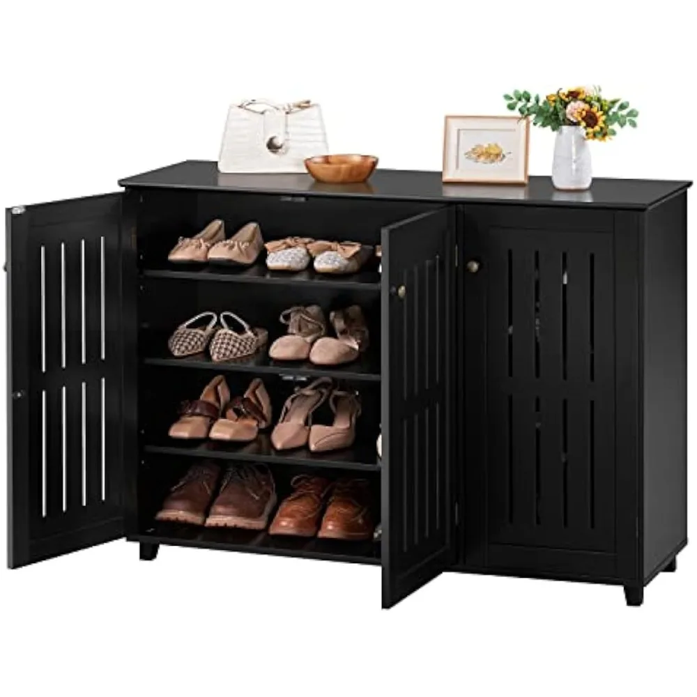 

Free Standing Shoe Rack Adjustable Storage Organizer 4 Tier Shoe Rack Shelves Entryway Hallway Furniture for Bathroom Living Ro