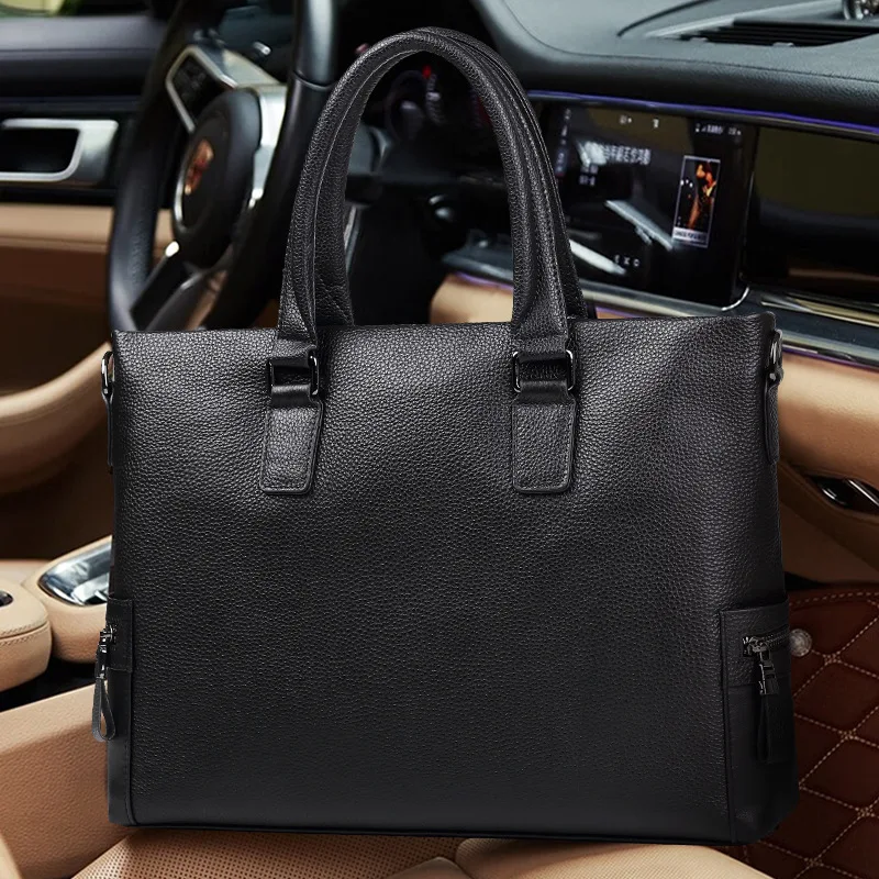 Men's Genuine Messenger Luxury Men Bag Casual Handbag Cowhide Business Bag Horizontal Large Capacity Briefcase Dropshipping