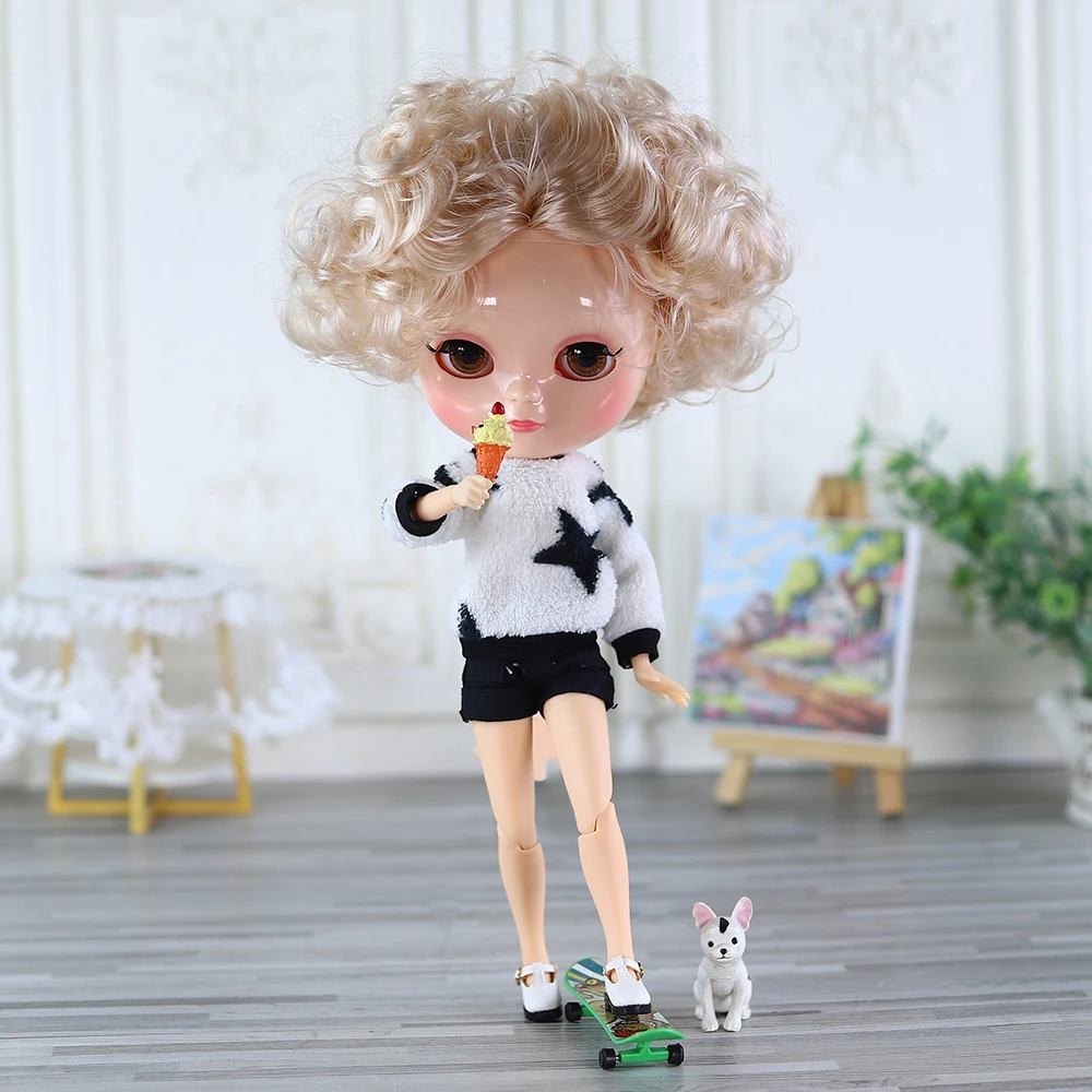 ICY DBS doll 1/6 toy joint body c-cup azone body blonde hair short hair 30cm natural skin