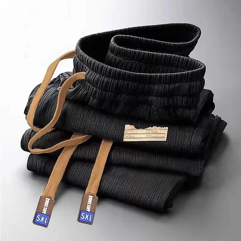 

Cool Feeling Breathable Ice Silk Men's Summer Thin Hanging Sport Pants Loose Straight Work Nine Points Casual Long Trousers