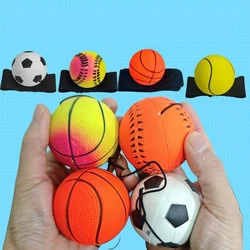 Pelota de mano de goma de esponja para niños, juego de juguete, ejercicios que rebotan, deporte elástico en cuerda de nailon, pelota de juguete para exteriores, 2 uds.