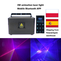 Animated 3D Full Color 3W Laser Scanning Light ILDA Bluetooth Control DMX512 Beam Projector for Bar Club DJ Disco Christmas Part