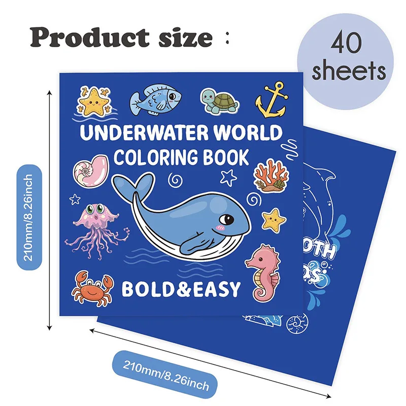 Creative Coloring Book Coloring Book 40 undersea world cartoon Doodle Coloring Book, birthday gift, Holiday gift