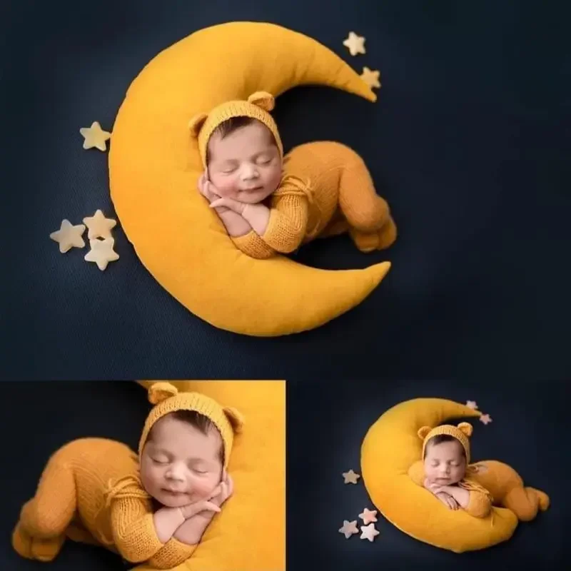 Baby Beans Moon Stars Pillow Hat Newborn Photography Props Infants Shooting Accessories Fotografia Photo Props Assesoire Bebe