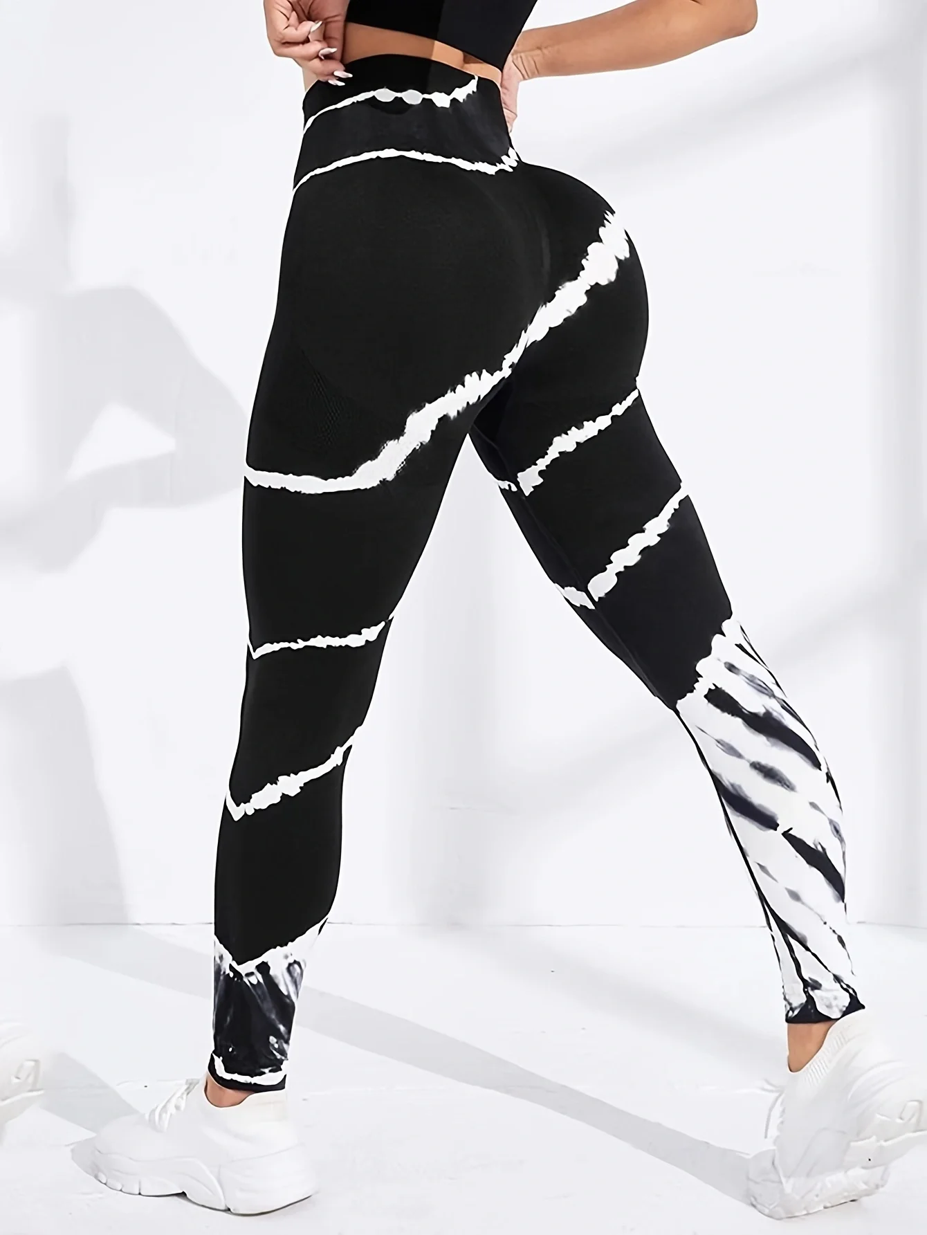 Women's High Waist Elastic Tie-Dye Yoga Pants Slim Fit Sports Leggings