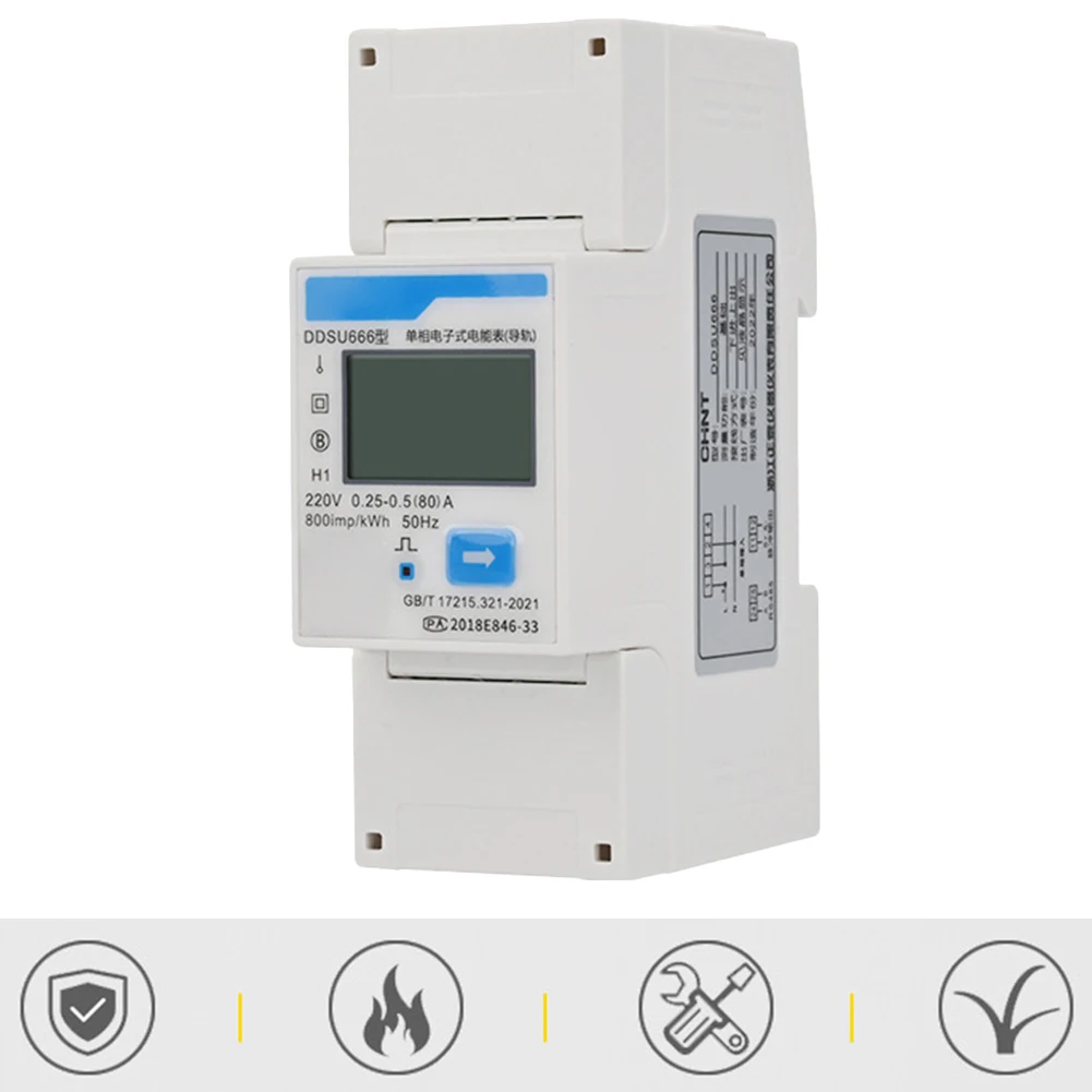 Digital Guide Rail Meter Electricity Meter Single Phase Rail DIN RS485 Smart Household 220V Electronic Meter Electricity Meter