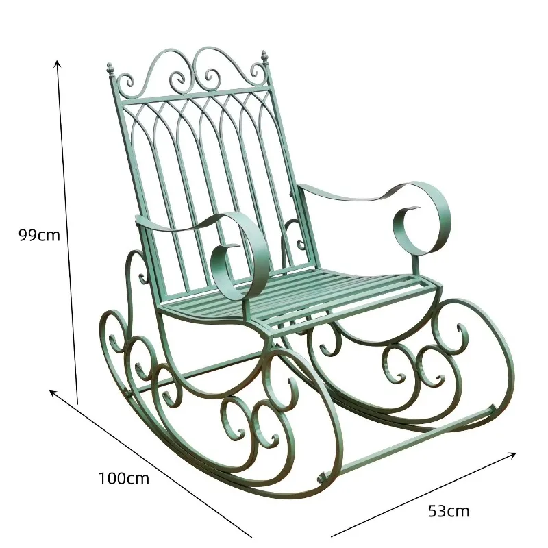 European open-air garden wrought iron rocking chair, courtyard balcony floor-to-ceiling outdoor princess style