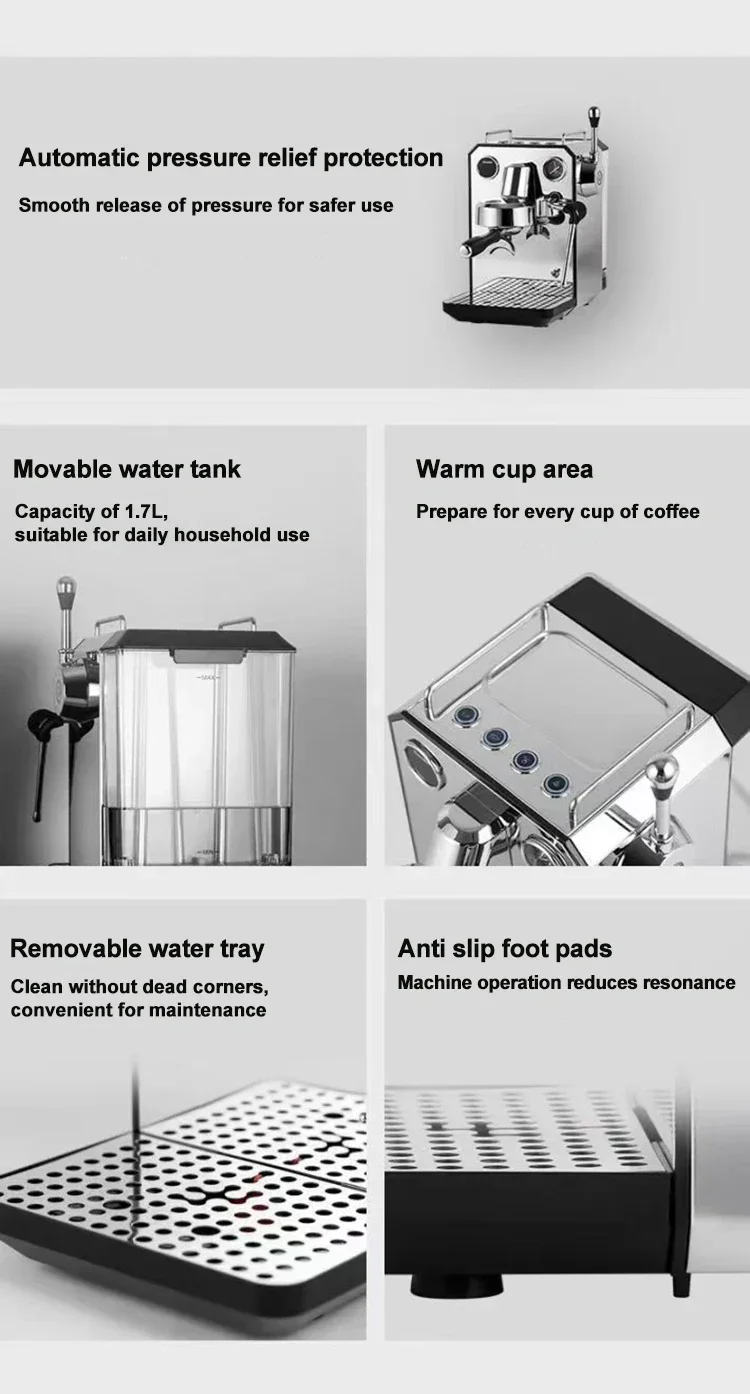 ماكينة صنع قهوة اسبريسو إيطالية 20 بار مطحنة قهوة كابتشينو الحليب Frother ماكينة اسبريسو شبه أوتوماتيكية