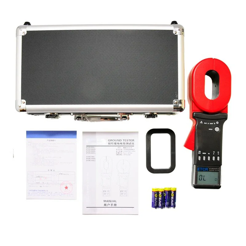 ETCR2100A + Digital Ground Clamp Earth Resistance Tester, High Precision, 32mm, 200Ω Loop Resistance Measurement Meter