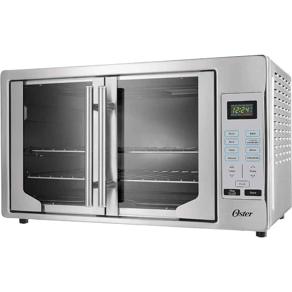 Four à convection en acier inoxydable, grille-pain 8 en 1, XL, compatible avec les pizzas de 2 à 16 pouces, porte française