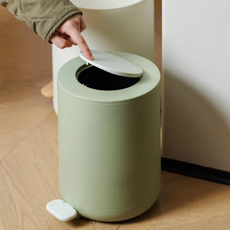 Large Capacity Pedal Trash Can Pressing Type Anti Odor Trash Bin Kitchen Food Garbage Can Minimalist Home Wastebasket with Lid
