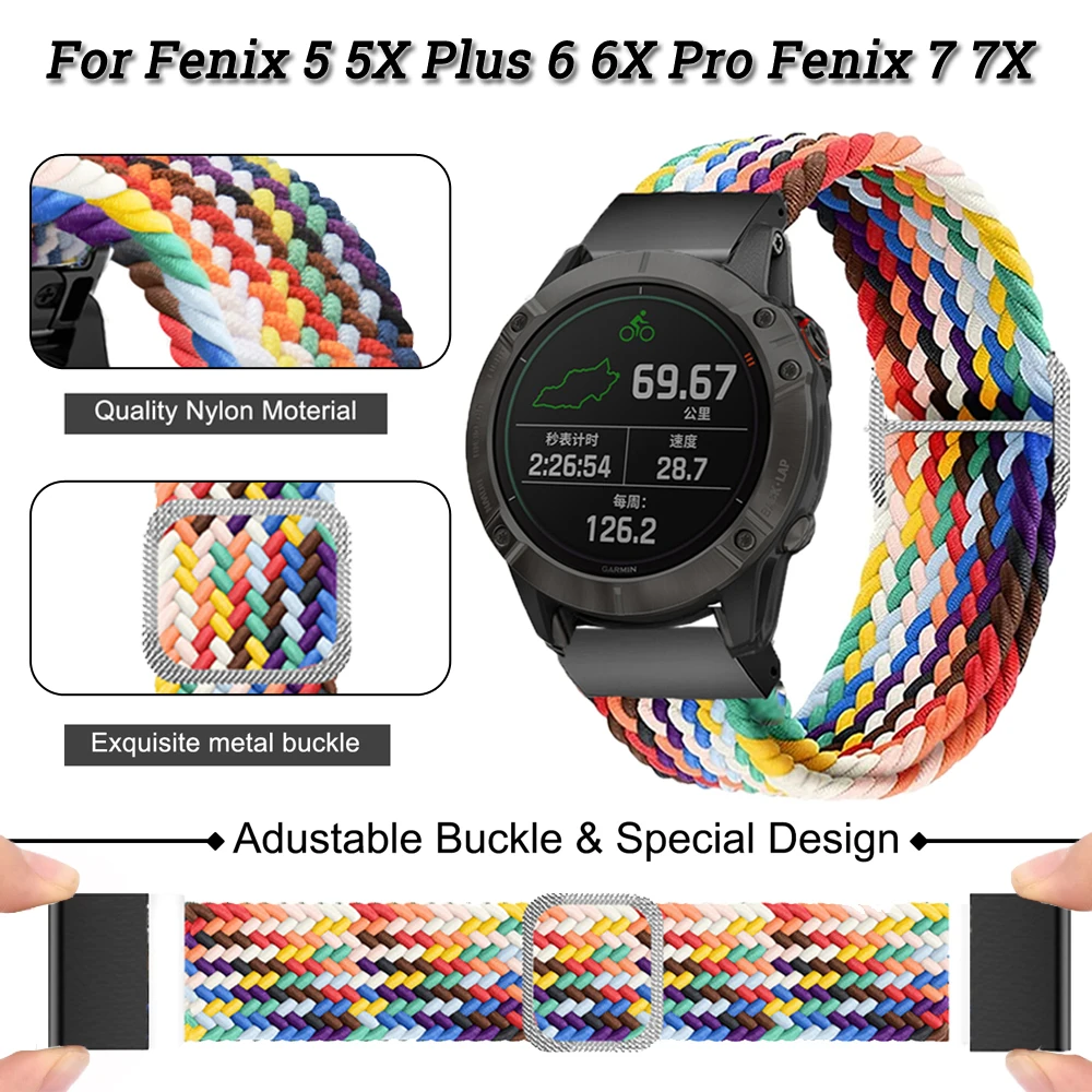 

Ремешок нейлоновый для наручных часов, быстросъемный браслет для Garmin Fenix 6 6X Pro 5 5XPlus 3HR Fenix 7 7X Epix Loop, 26 22 мм