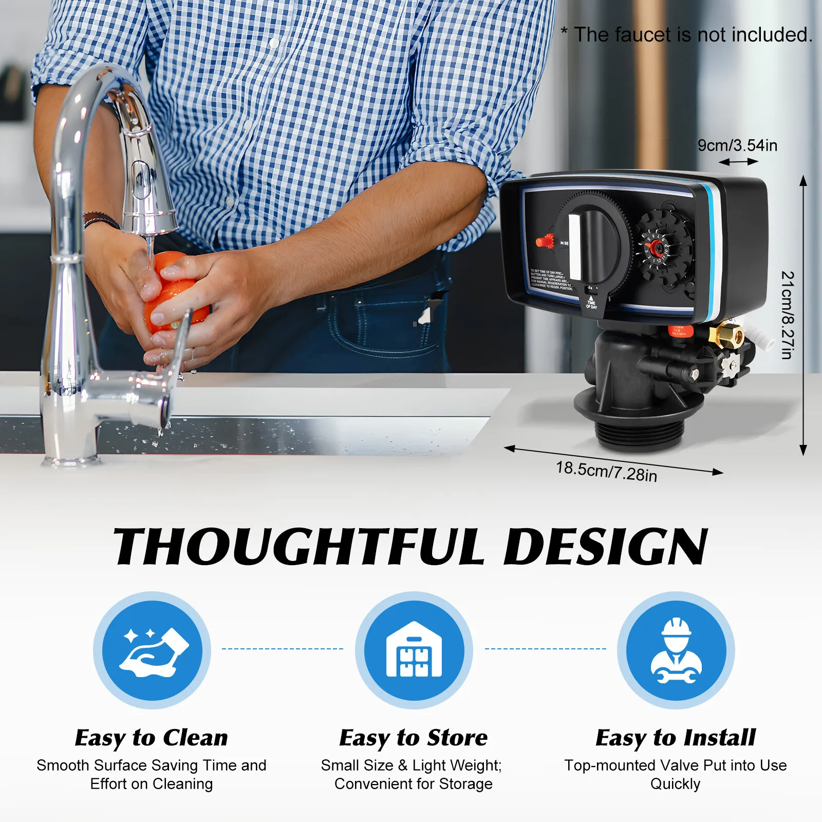 Électrovanne 110V Automatic Water Softener Control Valve 2T/H Top Mount Time Clock Regeneration Valve for Whole House System Eau et vapeur — détail 1