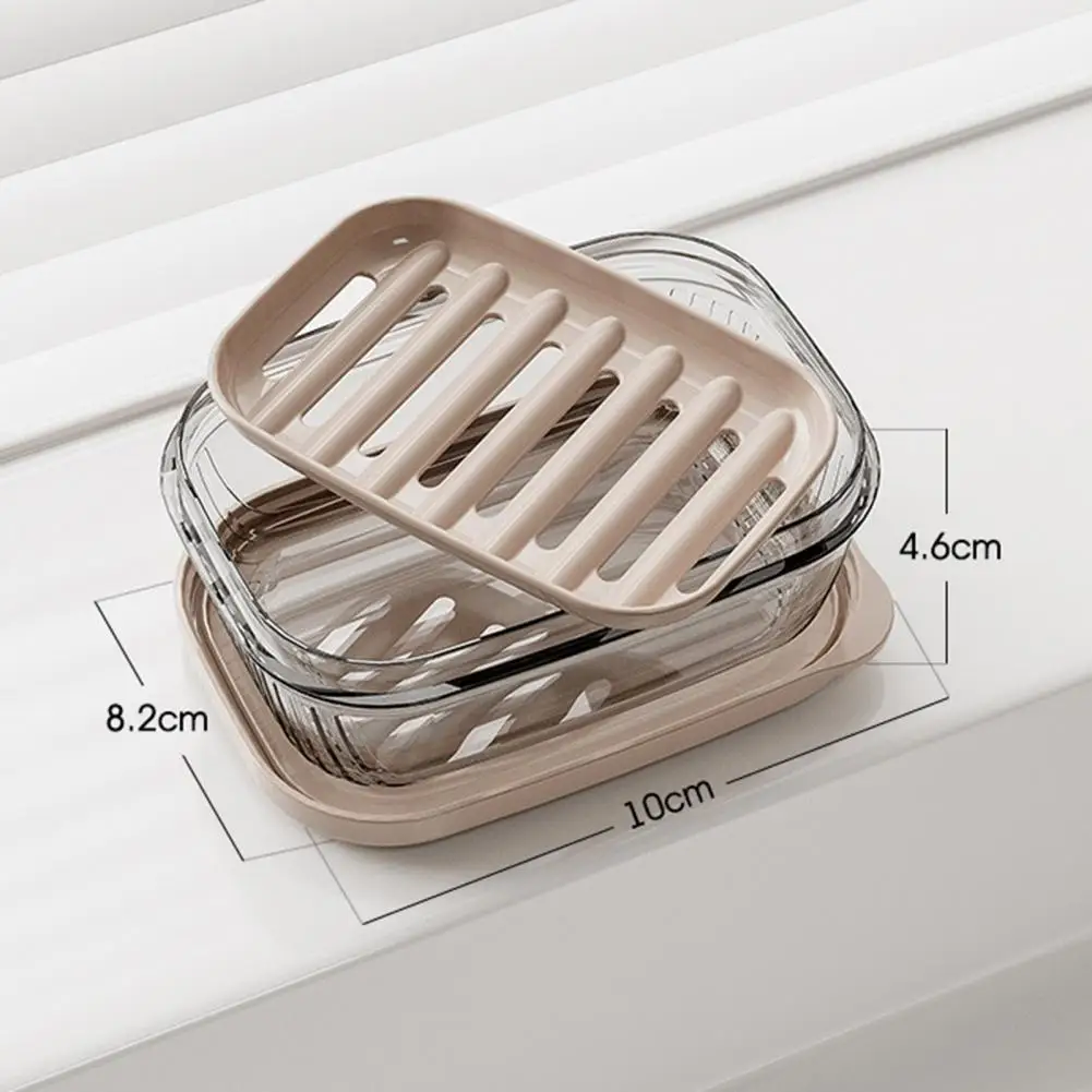 Travel Soap Box Soap Holder Transparent Wall-mounted Bathroom Soap Box with Quick Drainage Anti-slip Slant Stable Design Hotel