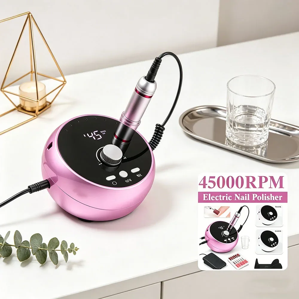Sleek 45000RPM Nail Sander Machine White Pink Purple Manicure Polishing Tool