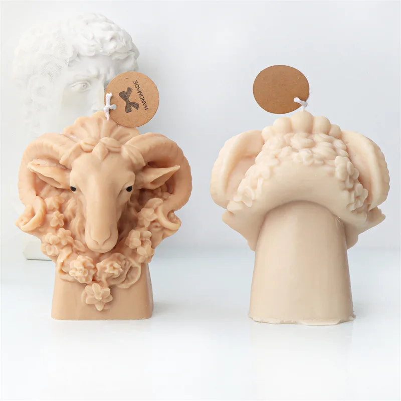 Sheep's Head Silicone Candle Mold for DIY Aromatherapy Candle Plaster Ornaments Soap Epoxy Resin Mould Handicrafts Making Tool