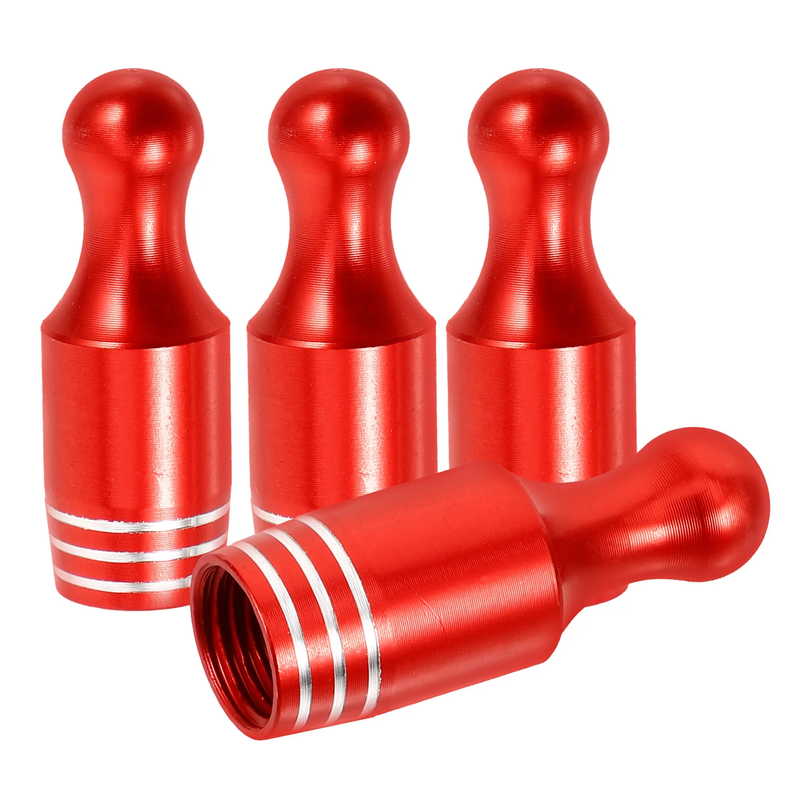 

4pcs Red Aluminum Alloy Car Modification Bowling Valve Caps Tire Air Valves Dust Covers For SUV Truck Accessories