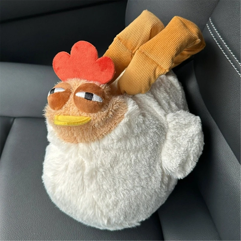 E74B Cute Cartoon Chicken Plush Bag Stuffing Animal Doll Shoulder Bag Large Capacity Crossbody Handbag Purse for Women Girls