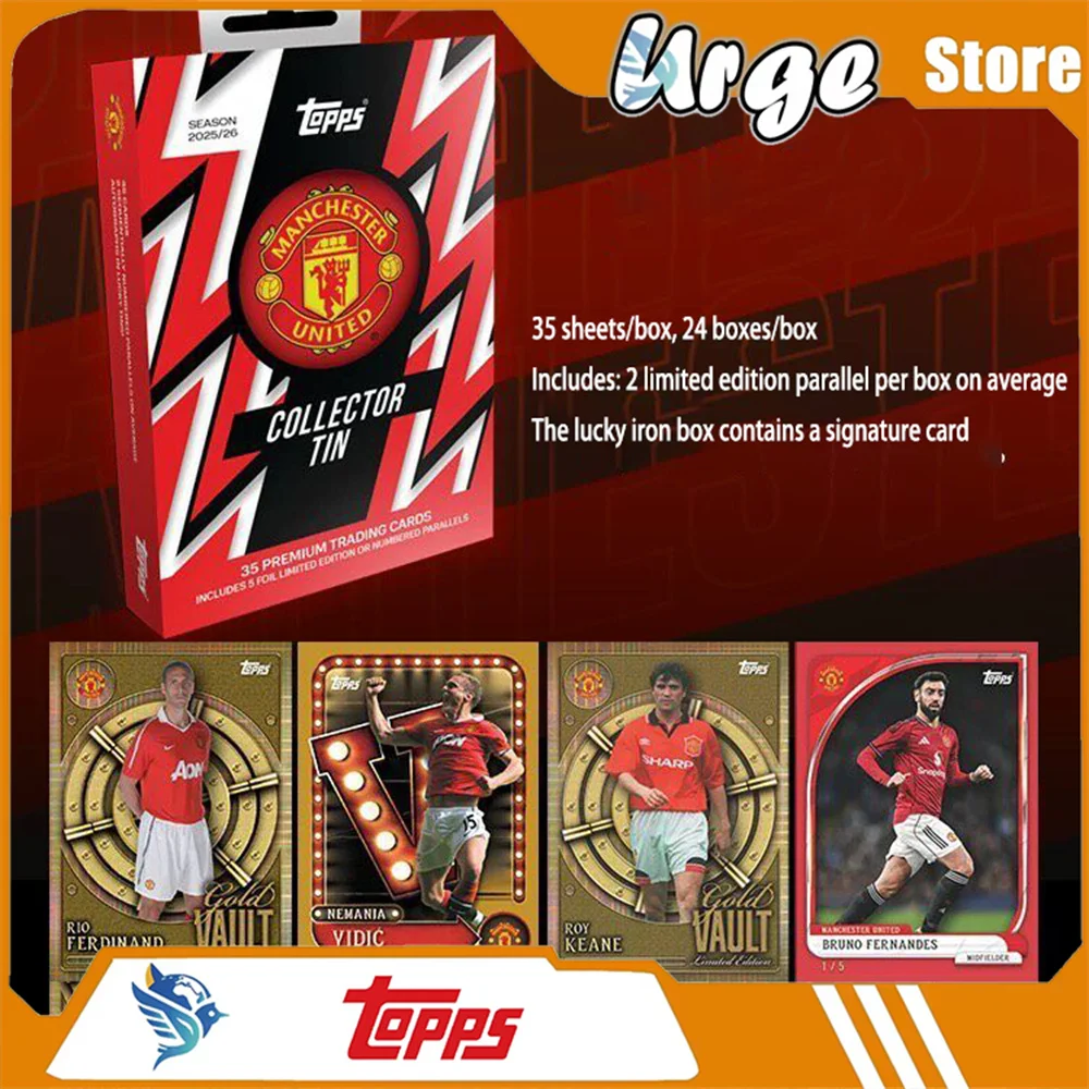 

Topps 2025-26 Manchester United Collector Tin Collection Cards 35 Football Star Trading Cards Per Box Includes Limited Parallel