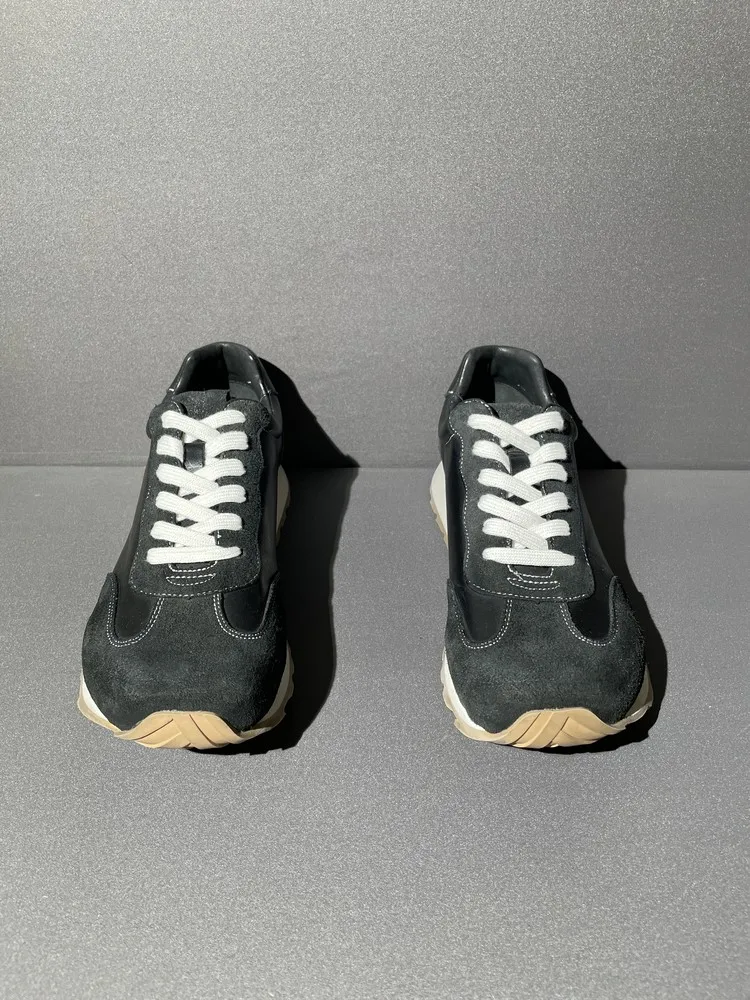 Casual Male Street Style Low Cut Genuine Leather Patchwork Round Toe Ventilate Hard Wearing Shoes Lace Up Comfortable Footwear